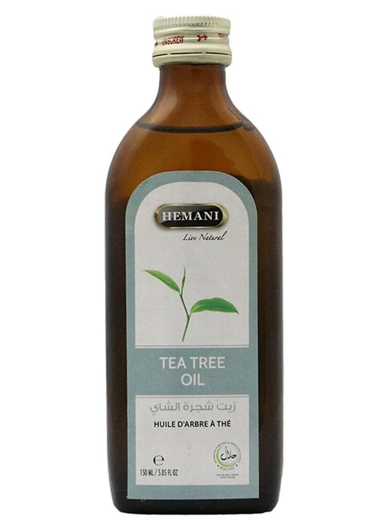 HEMANI Tea Tree Oil 150 ml | Herbal Essential Oil for Hair, Skin & Scalp Care | Aromatic Oil in Amber Glass Bottle - Image 1